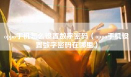 oppo手机怎么设置数字密码（oppo手机设置数字密码在哪里）